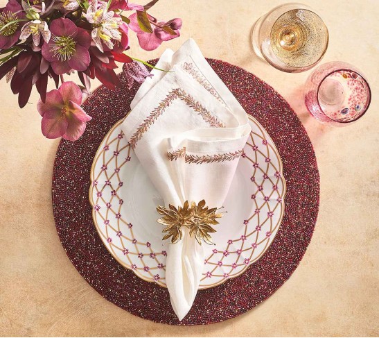 Vermicelli Placemat in Berry & Gold, Set of 4