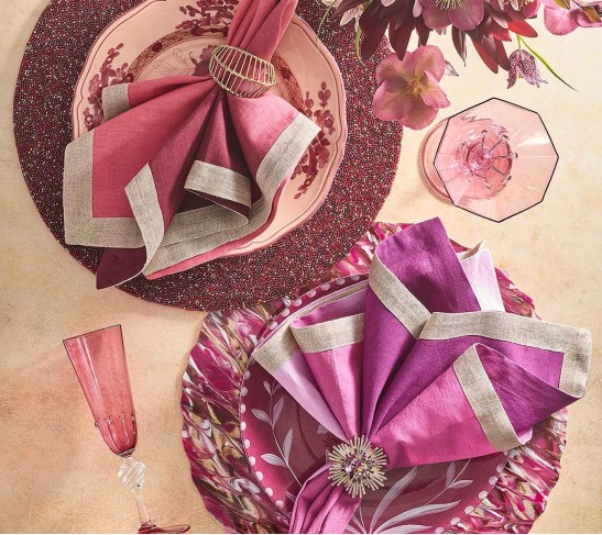 Vermicelli Placemat in Berry & Gold, Set of 4