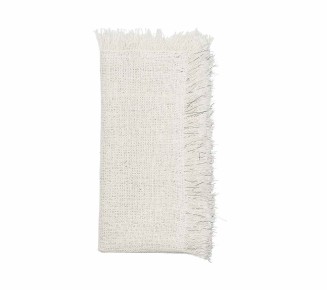 Fringe Napkin in White & Silver, Set of 4