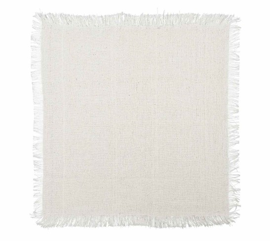 Fringe Napkin in White & Silver, Set of 4