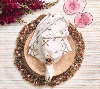 Fez Napkin in White, Gold, Multi, Set of 4