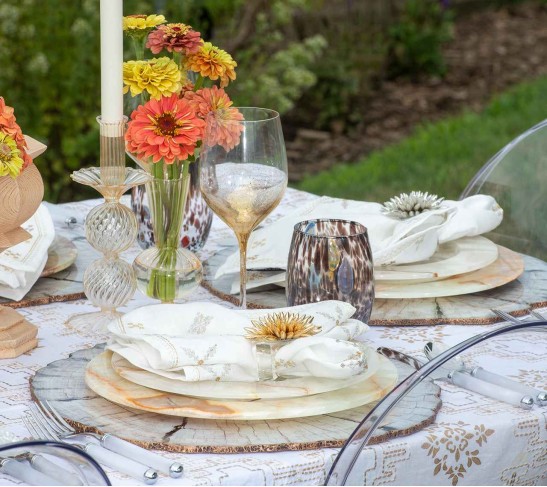 Fez Napkin in White, Gold & Silver, Set of 4