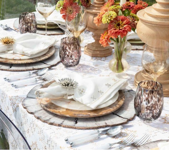 Fez Napkin in White, Gold & Silver, Set of 4
