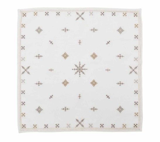 Fez Napkin in White, Gold & Silver, Set of 4