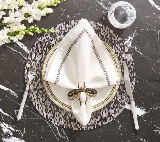 Filament Napkin in White, Black & Gold, Set of 4