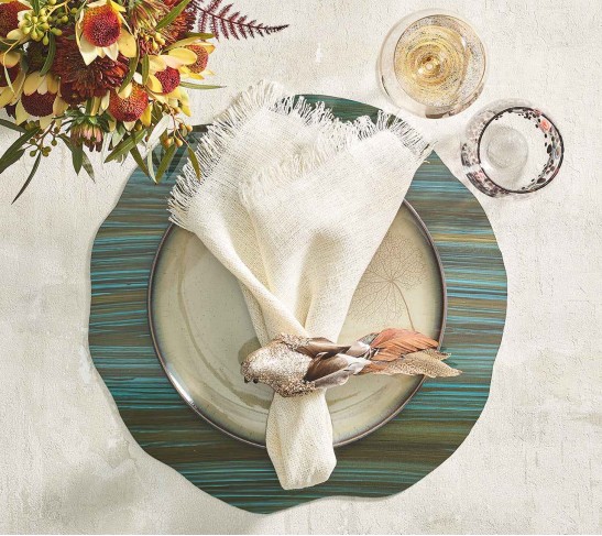 Fringe Napkin in White & Gold, Set of 4