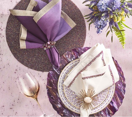 Array Napkin Ring in Purple, Set of 4