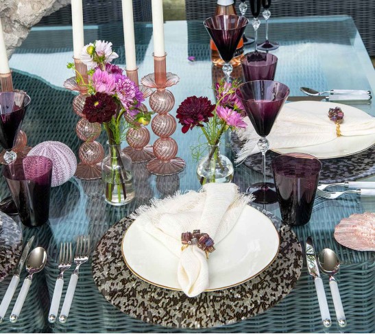 Array Napkin Ring in Purple, Set of 4