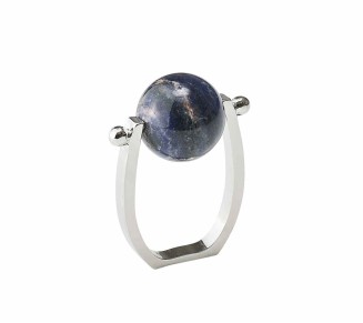 Mineral Napkin Ring in Midnight & Silver, Set of 4