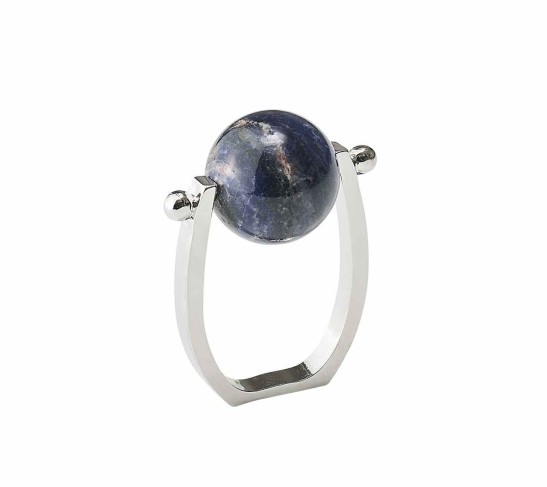 Mineral Napkin Ring in Midnight & Silver, Set of 4