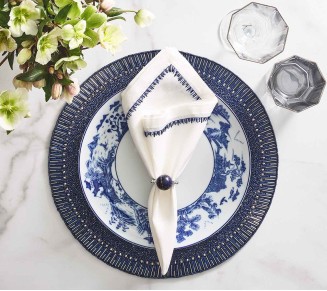 Mineral Napkin Ring in Midnight & Silver, Set of 4