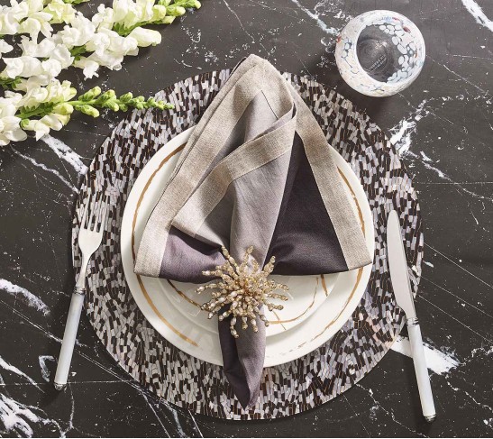Bead Burst Napkin Ring in Silver & Gold, Set of 4