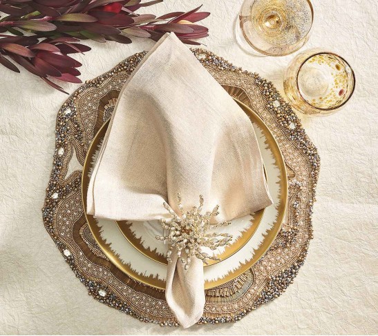 Bead Burst Napkin Ring in Silver & Gold, Set of 4