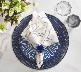 Mirage Napkin Ring in Navy, Set of 4