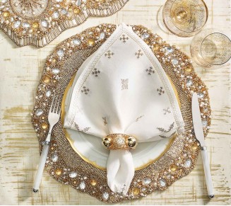 Regent Napkin Ring in Ivory & Gold, Set of 4
