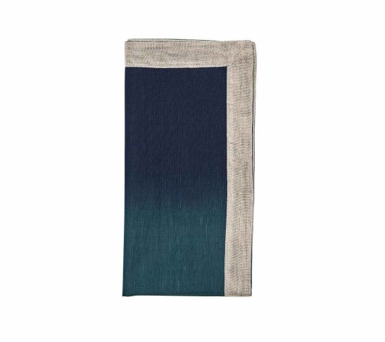 Dip Dye Napkin in Navy & Green, Set of 4