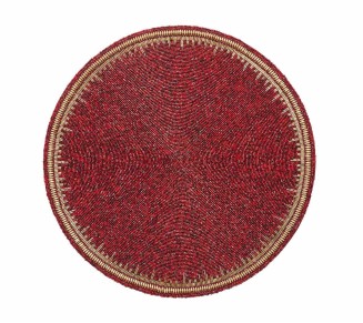 Enamor Placemat in Red & Gold, Set of 4