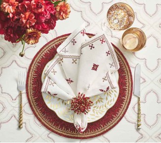 Enamor Placemat in Red & Gold, Set of 4