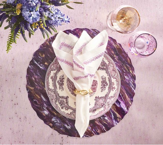 Marbled Placemat in Purple & Gold, Set of 4