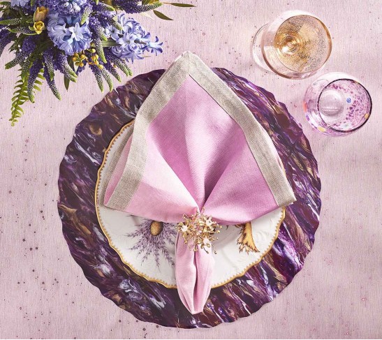 Marbled Placemat in Purple & Gold, Set of 4