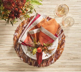 Marbled Placemat in Cranberry & Orange, Set of 4
