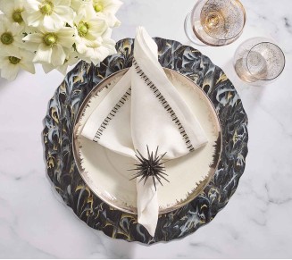Marbled Placemat in Black, Gold & White, Set of 4