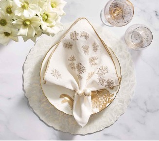 Marbled Placemat in White & Gold, Set of 4