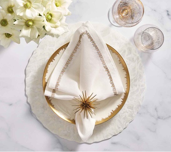 Marbled Placemat in White & Gold, Set of 4