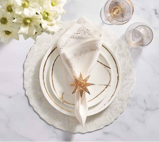 Marbled Placemat in White & Gold, Set of 4