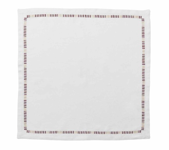 Harmonie Napkin in White, Red & Gold, Set of 4 in a Gift Box