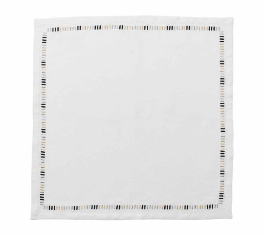 Harmonie Napkin in White, Black & Gold, Set of 4 a Gift Box
