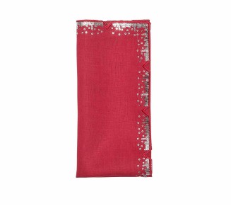 Louxor Napkin in Red & Silver, Set of 4