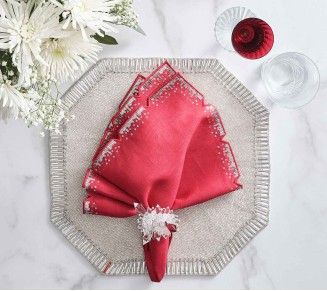 Louxor Napkin in Red & Silver, Set of 4
