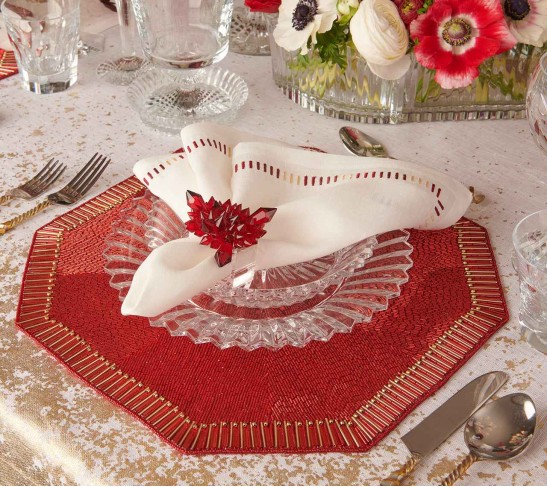 Zénith Napkin Rings in Red, Set of 4 in a Gift Box