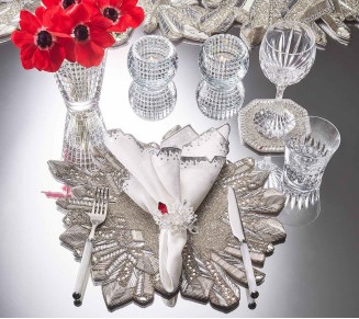 Zenith Placemat in Crystal & Silver, Set of 2 in a Gift Box