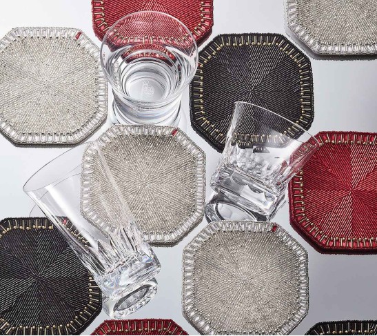 Louxor Coasters in Silver & Crystal, Set of 4 in a Gift Box