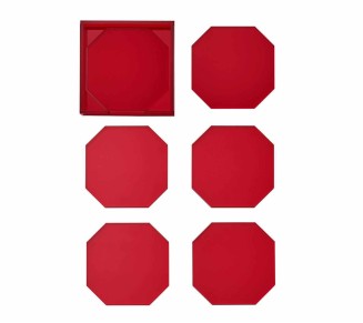 Red Coasters, Set of 6 in a Caddy