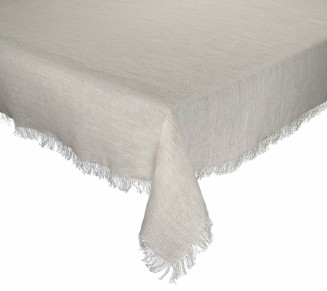 Fringe Tablecloth in White & Gold