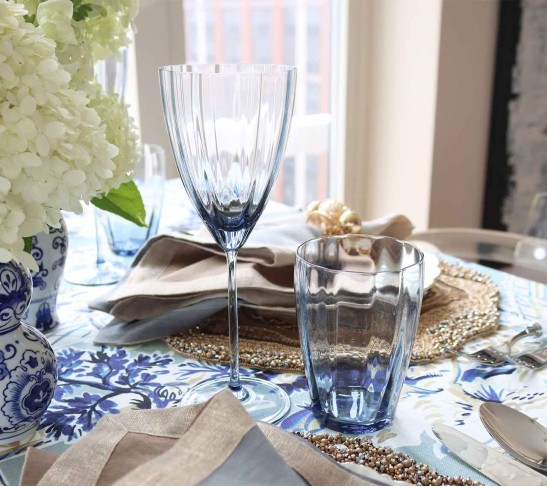 Luna Wine Glass in Sapphire, Set of 4