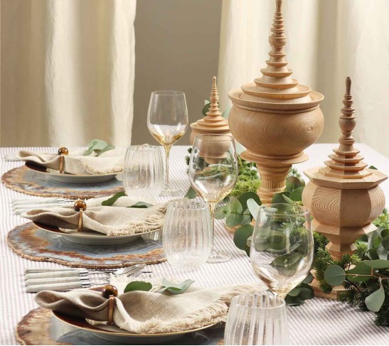 Wood Grain 5-Piece Place Setting in Gray & Silver