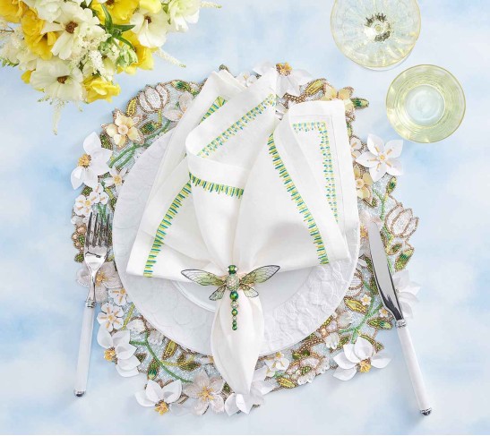 Gardenia Placemat in Sky, White & Yellow, Set of 2