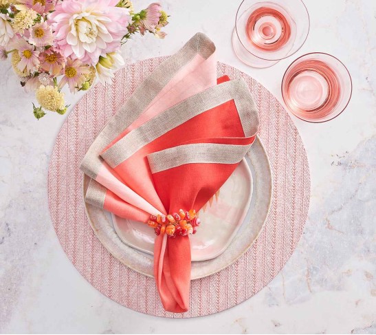 Herringbone Placemat in Blush, Set of 4