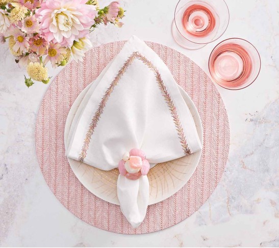 Herringbone Placemat in Blush, Set of 4