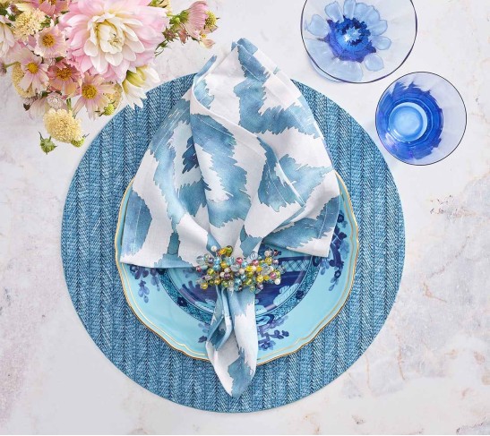 Herringbone Placemat in Indigo, Set of 4