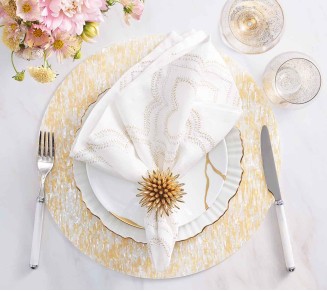 Glimmer Placemat in Yellow & Ivory, Set of 4