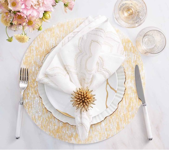 Glimmer Placemat in Yellow & Ivory, Set of 4