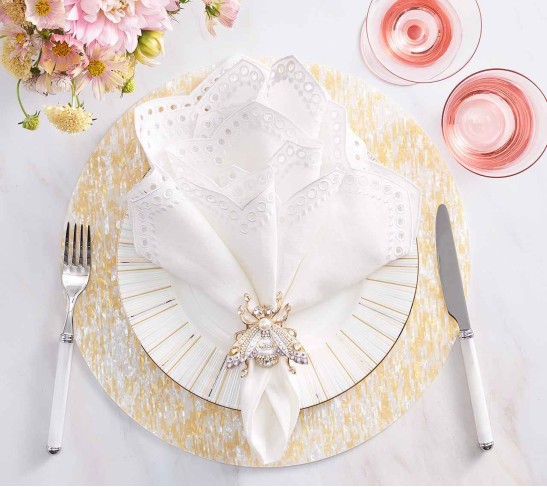 Glimmer Placemat in Yellow & Ivory, Set of 4