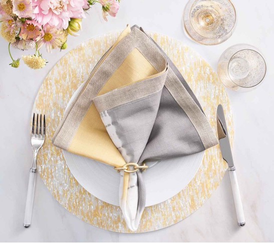Glimmer Placemat in Yellow & Ivory, Set of 4