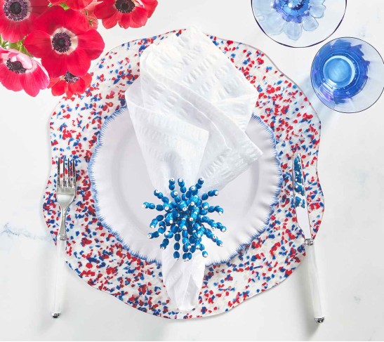 Sprinkles Placemat in Red & Navy, Set of 4