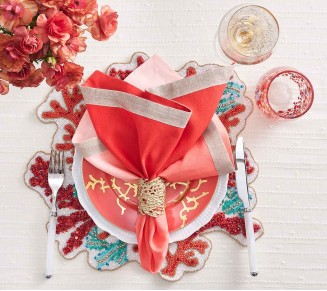 Dip Dye Napkin in Coral & Salmon, Set of 4